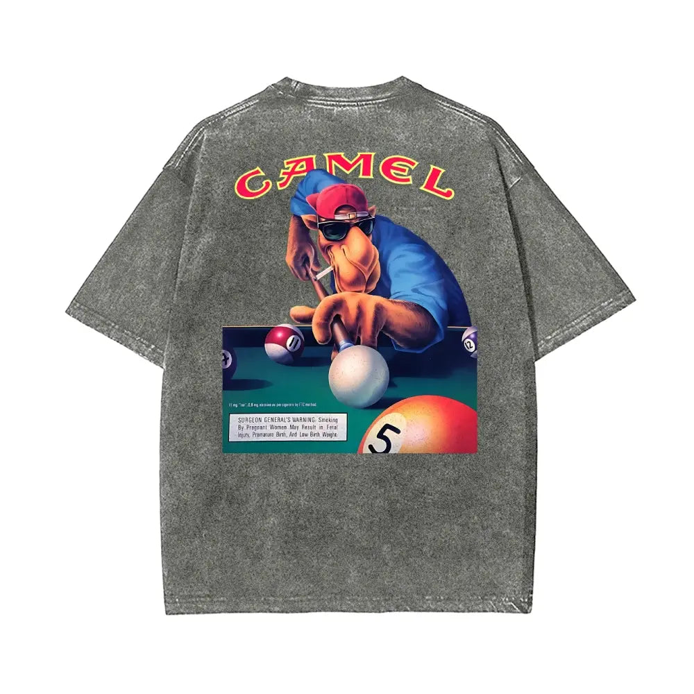 Vintage Washed Retro Pool Player Graphic Tee - Limited Edition