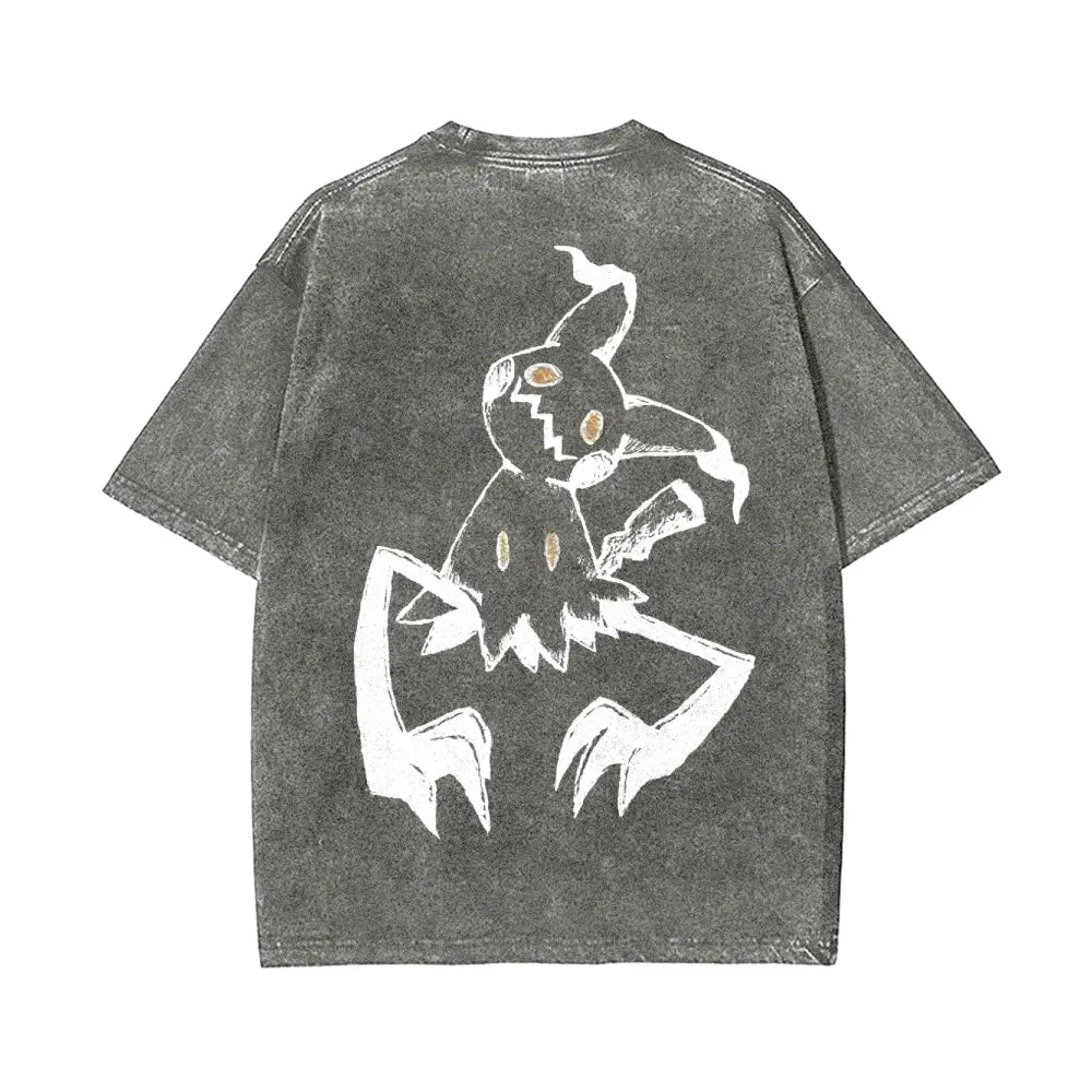 Mimikyu Double-Sided Washed Black Tee