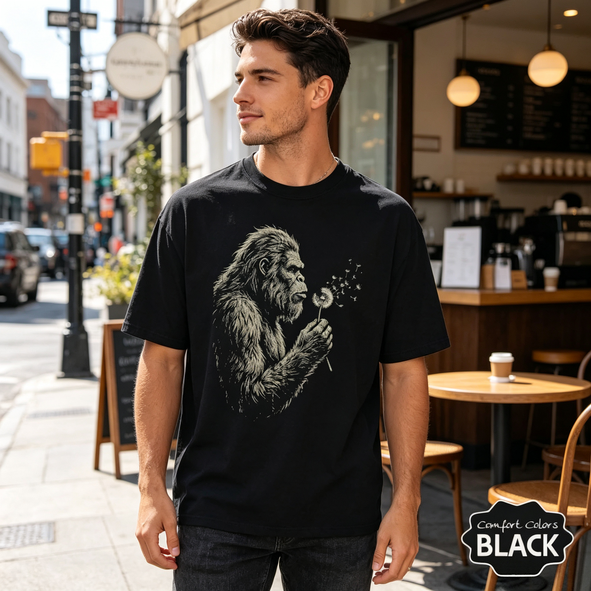 Bigfoot Blowing Dandelion Comfort Colors Vintage Graphic Tee