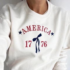 Embroidered America 1776 Bow Sweatshirt or Hoodie – 4th of July Apparel