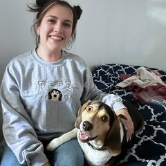 Custom Embroidered Varsity Cat Face Sweatshirt from Photo, Personalized Gift for Cat Lover