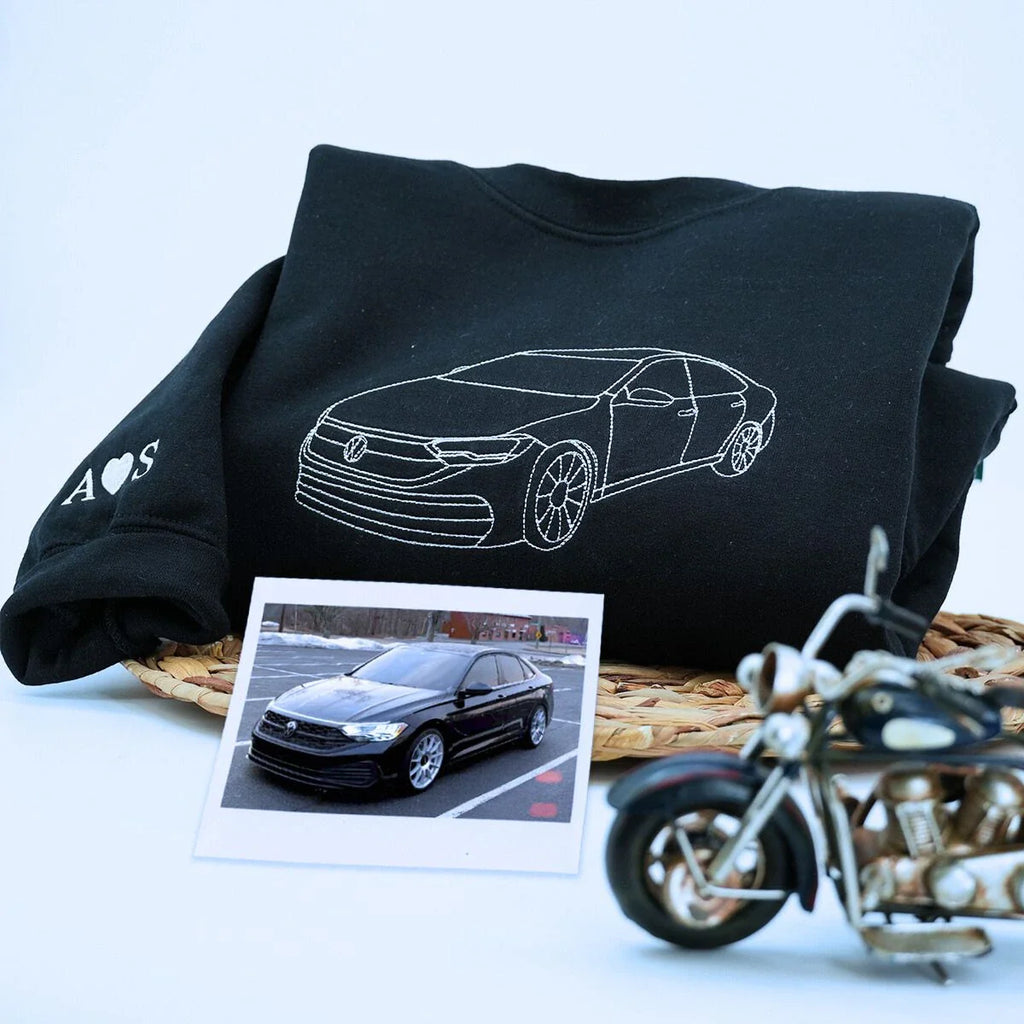 Custom Embroidered Car Hoodie, Sweatshirt, Personalized Car Gifts for Him