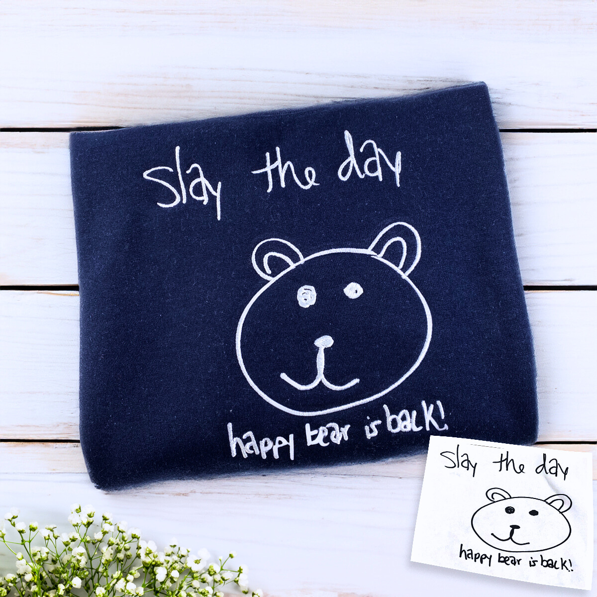 Custom Kids Drawing Sweatshirt or Hoodie, Personalized Embroidered Father's Day Gifts for Dad Grandpa