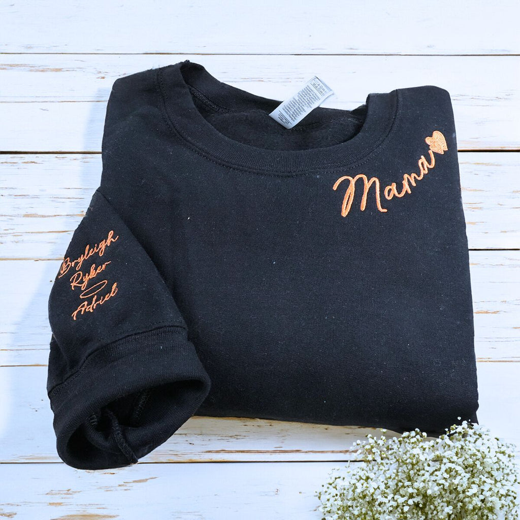 Mimi Sweatshirt with GrandKids Names on Sleeve, Custom Embroidered Gift for Mimi