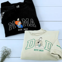 Personalized Embroidered Gifts for New Mom and New Dad, Photo Sweatshirt or Hoodie