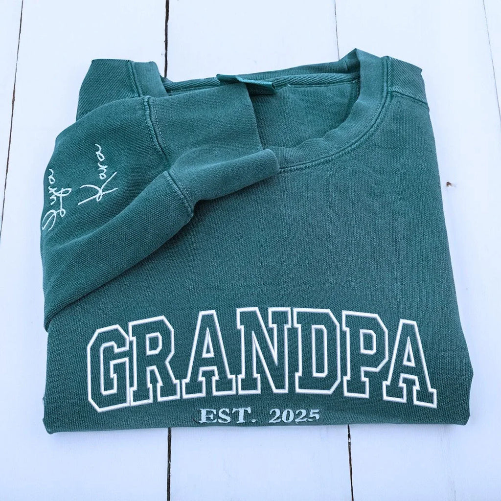 Comfort Colors Custom Dada EST T-Shirt or Sweatshirt, Personalized Embroidered Gift for Dada Dad Father's Day