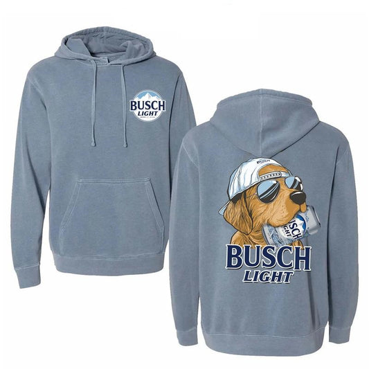 Comfort Color Busch Light Golden Dog-Two sided Hoodie for Men and Women Outdoors Funny Beer Printed Hoodie-Soft Cotton Pullover Menswear