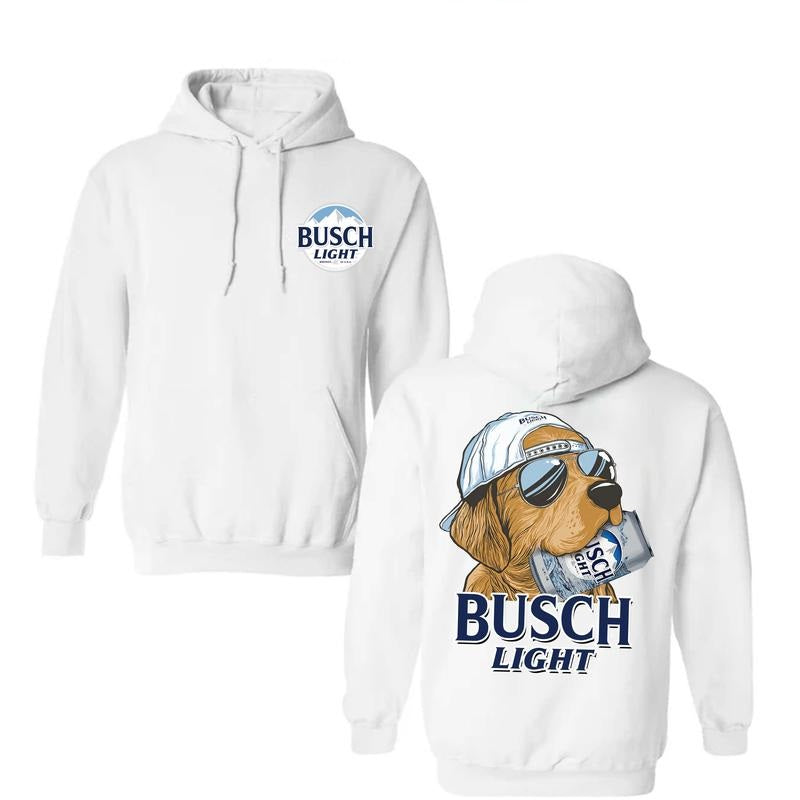 Comfort Color Busch Light Golden Dog-Two sided Hoodie for Men and Women Outdoors Funny Beer Printed Hoodie-Soft Cotton Pullover Menswear