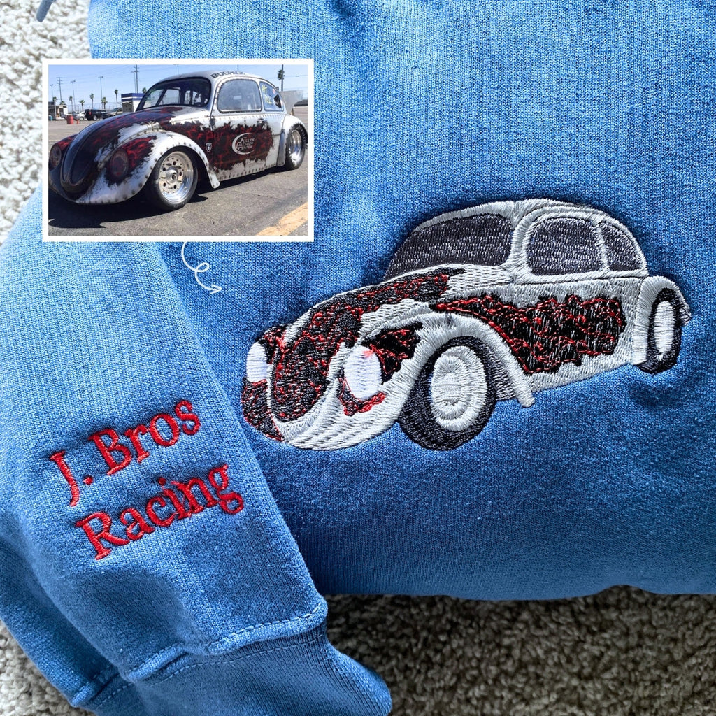 Custom Embroidered Car Sweatshirt or Hoodie, Anniversary Gifts for Car Boyfriend