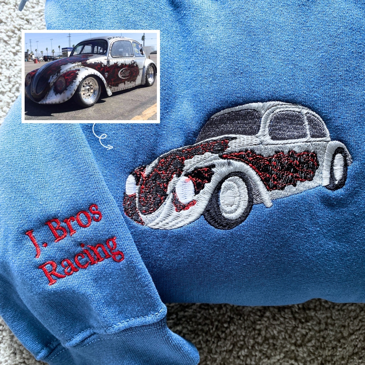 Custom Embroidered Car Sweatshirt or Hoodie, Anniversary Gifts for Car Boyfriend