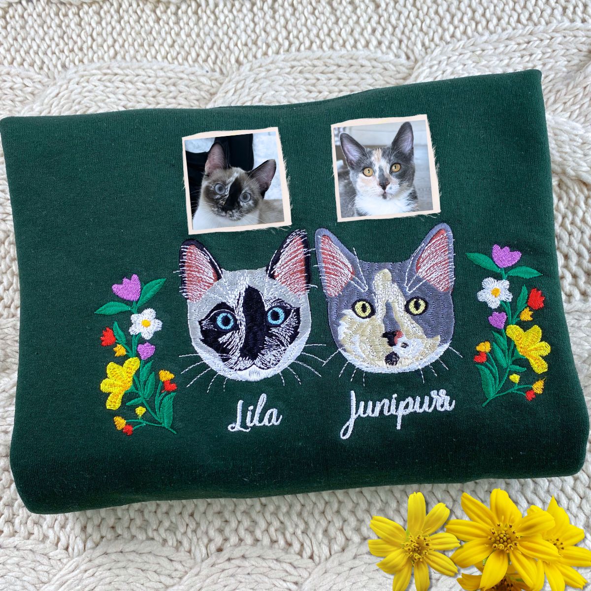 Personalized Father’s Day Gift for Pet Lovers – Custom Embroidered Pet Portrait Photo Sweatshirt or Hoodie