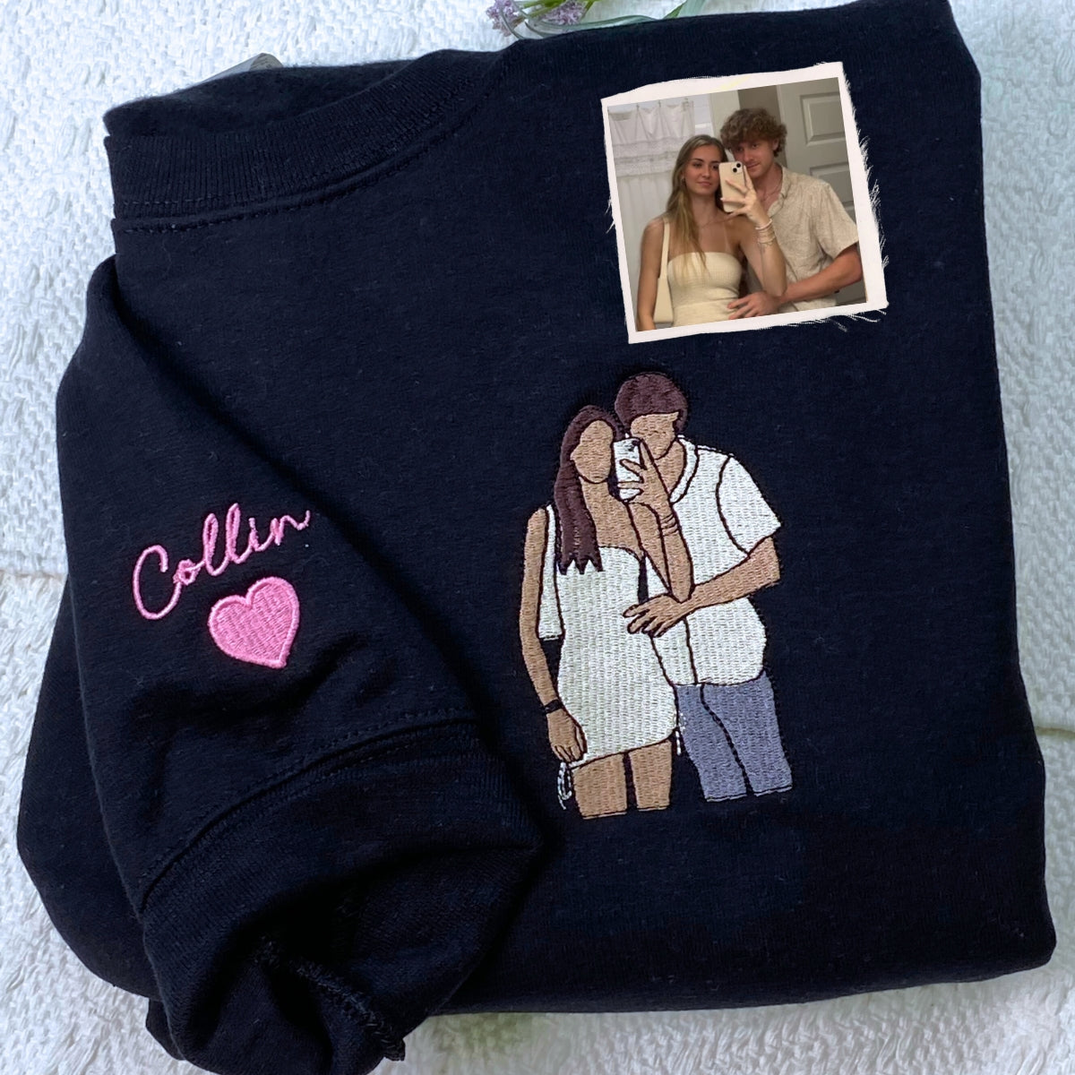Personalized Gift for Newly Married Couple with Photo Portrait T-shirts or Sweatshirt