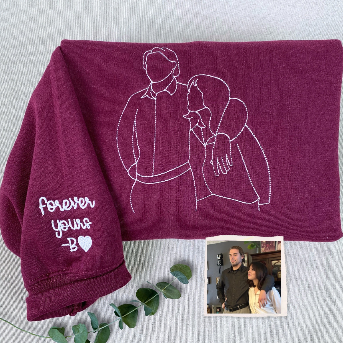 Personalized Gift for Newly Married Couple with Photo Portrait T-shirts or Sweatshirt