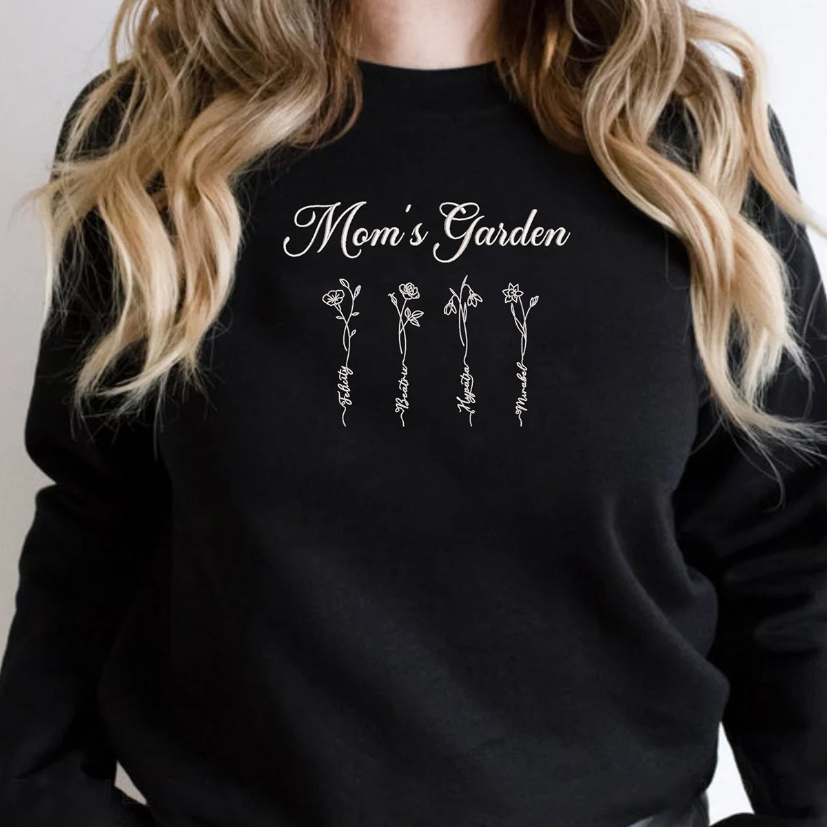 Personalized Birth Flower Mom Sweatshirt or Hoodie - TOOAI