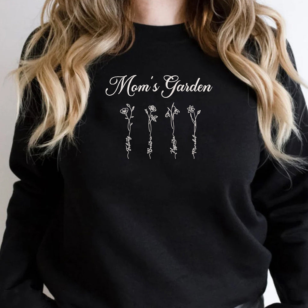 Personalized Birth Flower Mom Sweatshirt or Hoodie - TOOAI