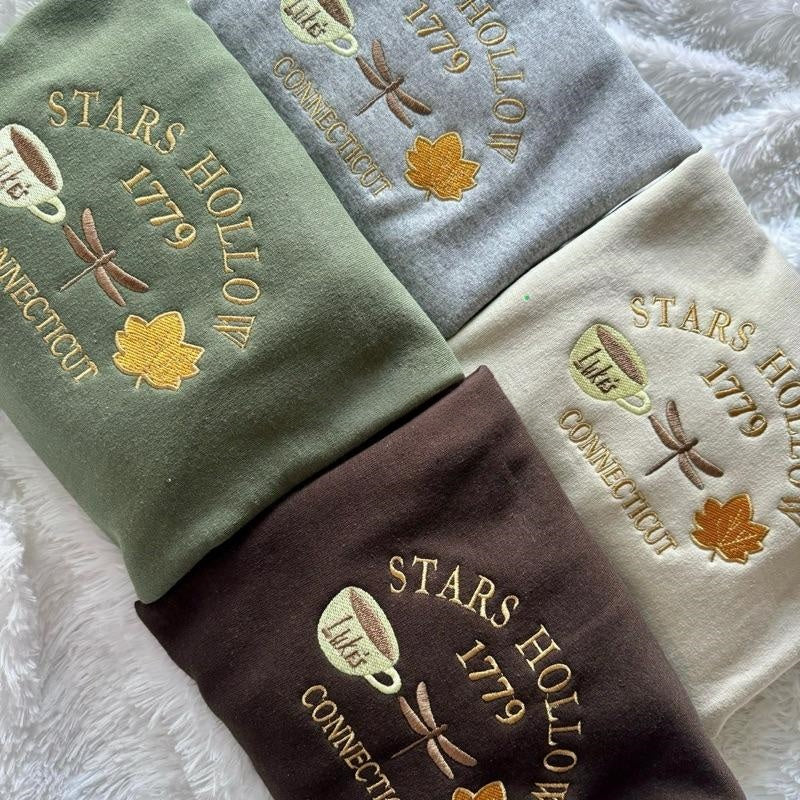 Fall Embroidered Sweatshirt, Sweatshirt Stars Hollow