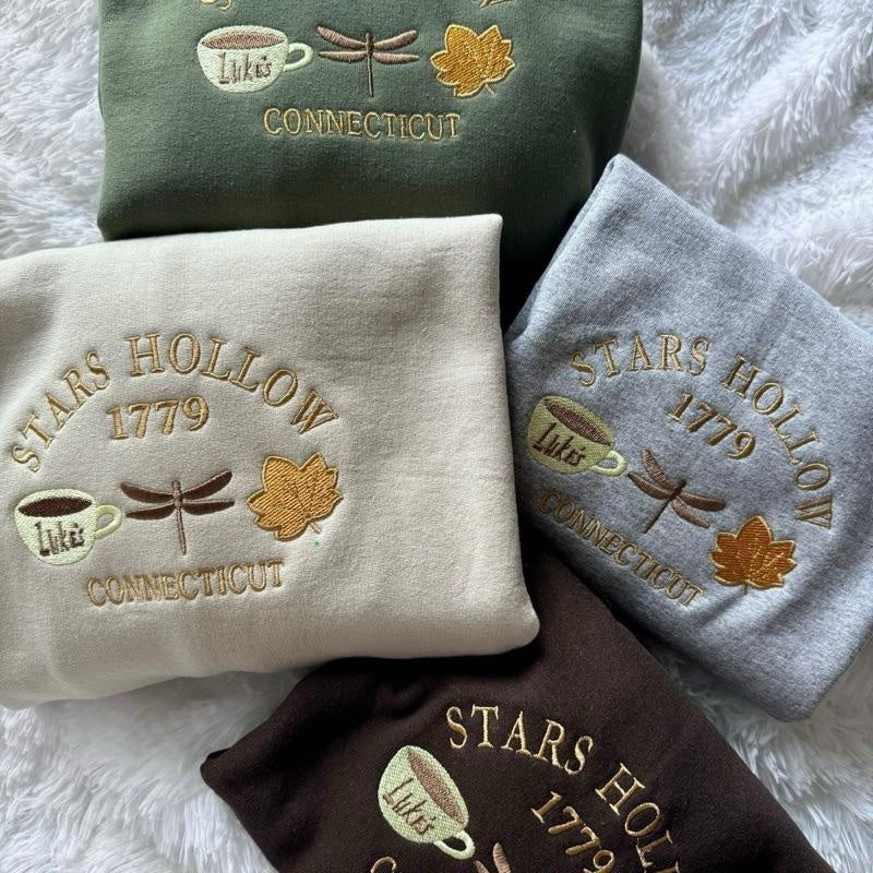 Fall Embroidered Sweatshirt, Sweatshirt Stars Hollow