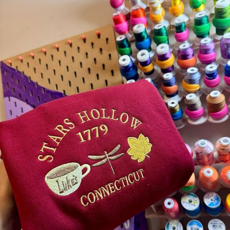 Fall Embroidered Sweatshirt, Sweatshirt Stars Hollow