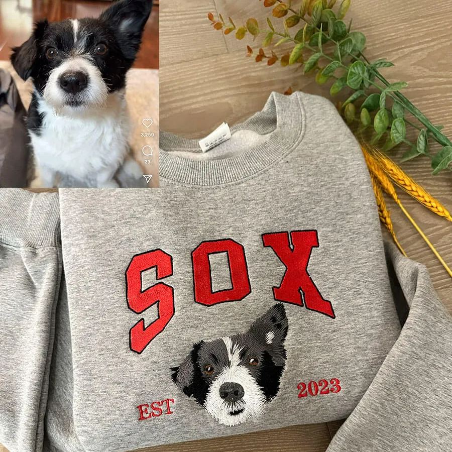 TOOOAI® Custom Embroidered Pet Hoodie - Pet Photo + Name