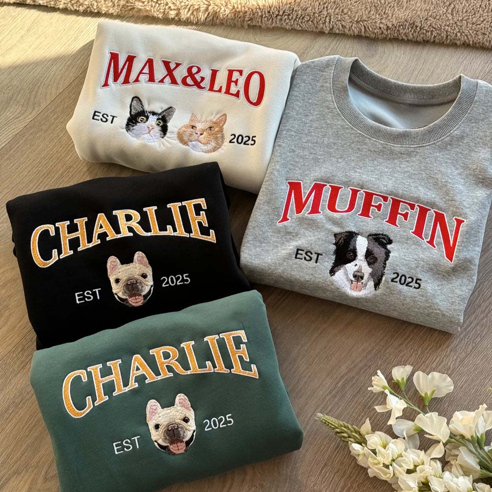 TOOOAI® Custom Embroidered Pet Hoodie - Pet Photo + Name