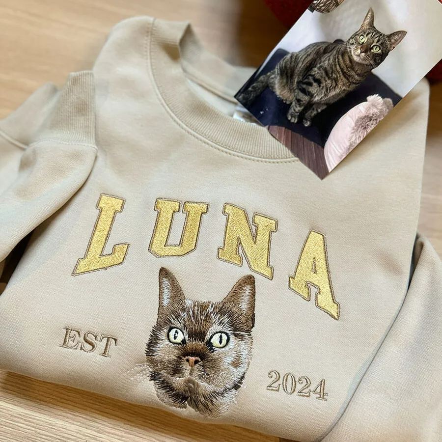 TOOOAI® Custom Embroidered Pet Hoodie - Pet Photo + Name
