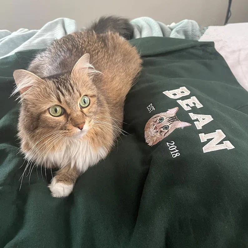 TOOOAI® Custom Embroidered Pet Hoodie - Pet Photo + Name