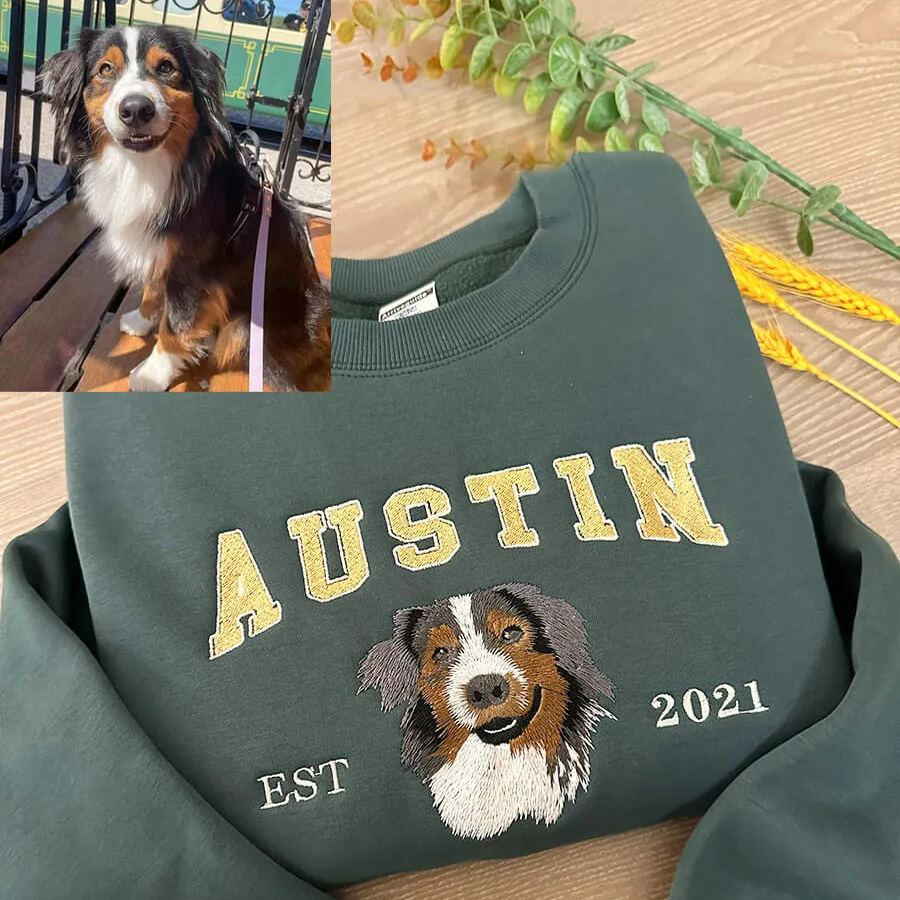 TOOOAI® Custom Embroidered Pet Hoodie - Pet Photo + Name