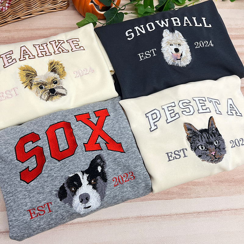 TOOOAI® Custom Embroidered Pet Hoodie - Pet Photo + Name