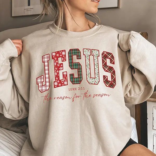 Christian Jesus Sweatshirt, Bible Verse Christmas Sweatshirt