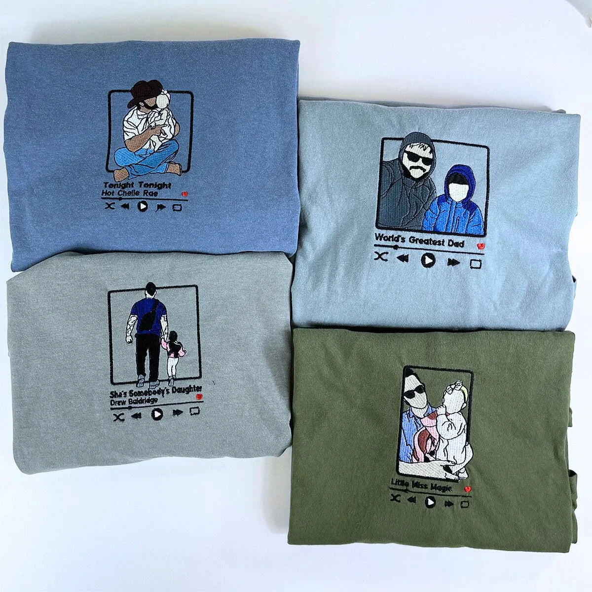 Personalized Dad T-Shirt, Father's Day Gift with Embroidered Photo Portrait, New Dad Sweatshirt or Hoodie