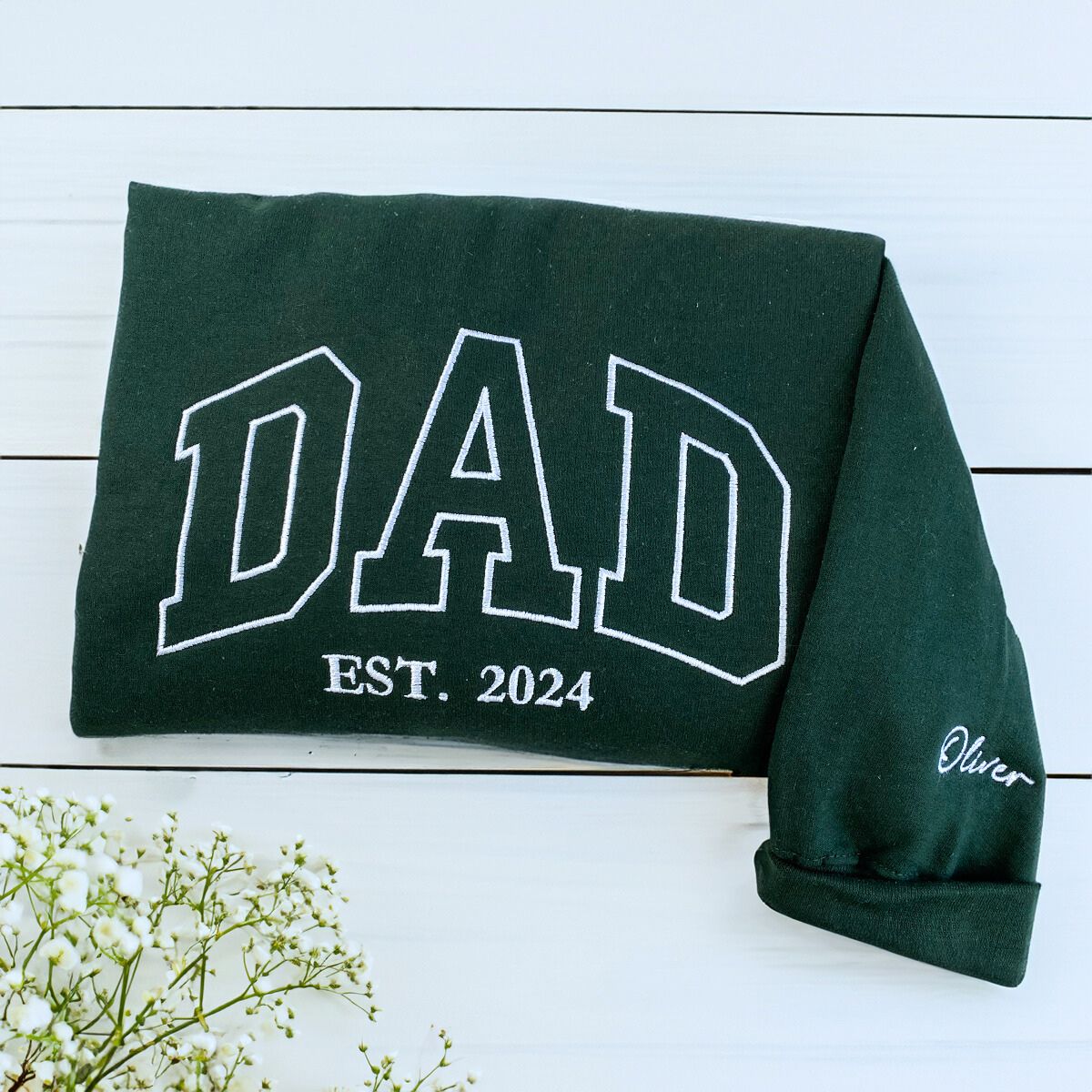 Mom and Dad Sweatshirt or Hoodie - Embroidered Gift for Parents with Est Year, Kids Names