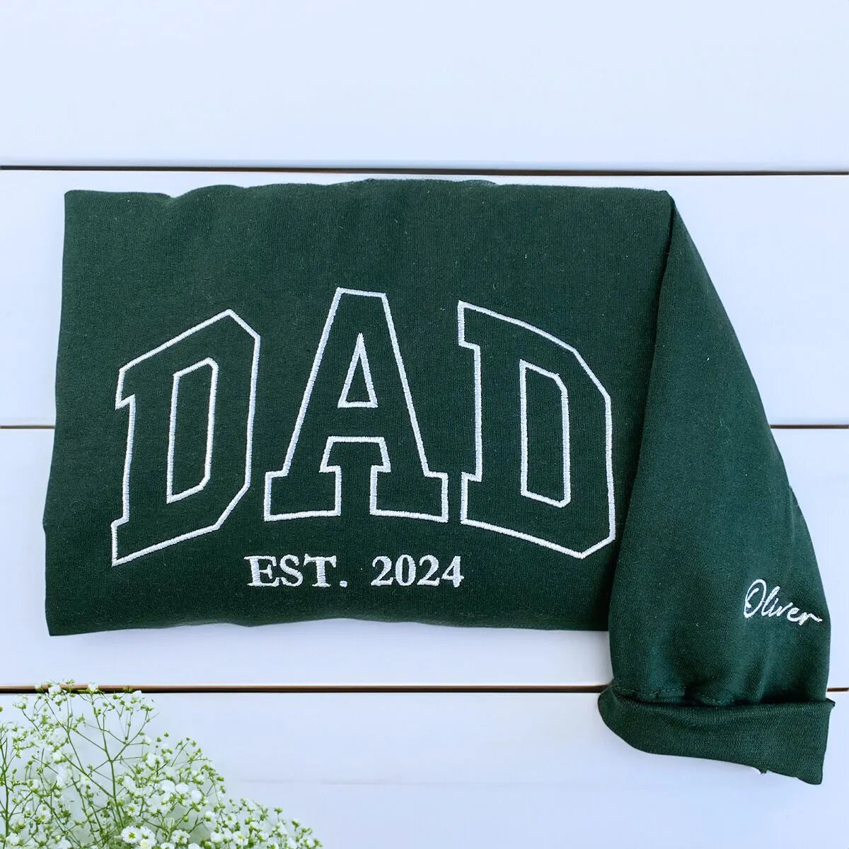 Custom Dad Est Year Sweatshirt / Hoodie with Embroidered Names of Child