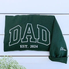Custom Dad Est Year Sweatshirt / Hoodie with Embroidered Names of Child