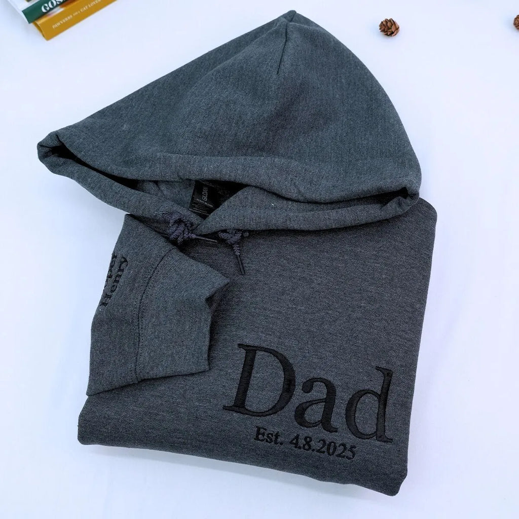 Personalized Fathers Day Hoodies or Sweatshirt with Embroidered Est 2023 2024 Any Year