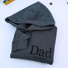 Personalized Fathers Day Hoodies or Sweatshirt with Embroidered Est 2023 2024 Any Year