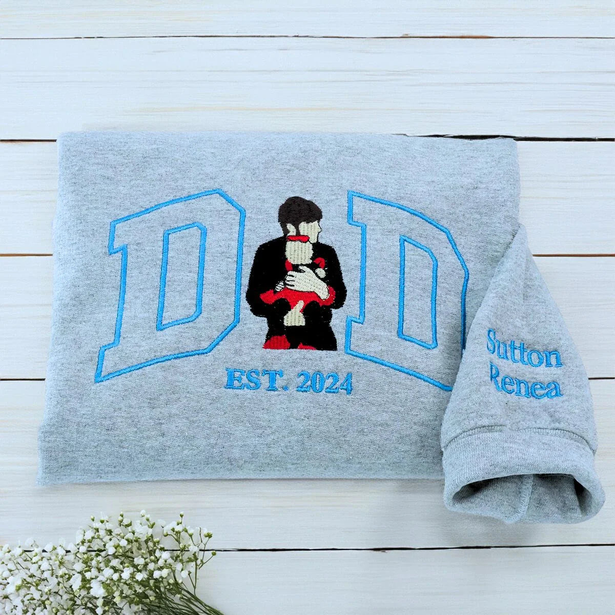 Personalized Embroidered Gifts for New Mom and New Dad, Photo Sweatshirt or Hoodie
