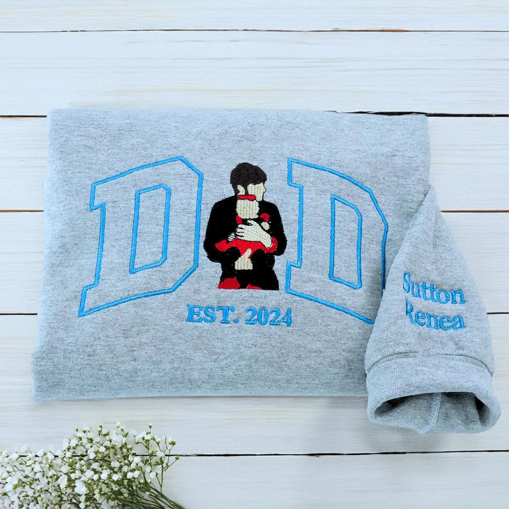 Personalized Embroidered Gifts for New Mom and New Dad, Photo Sweatshirt or Hoodie