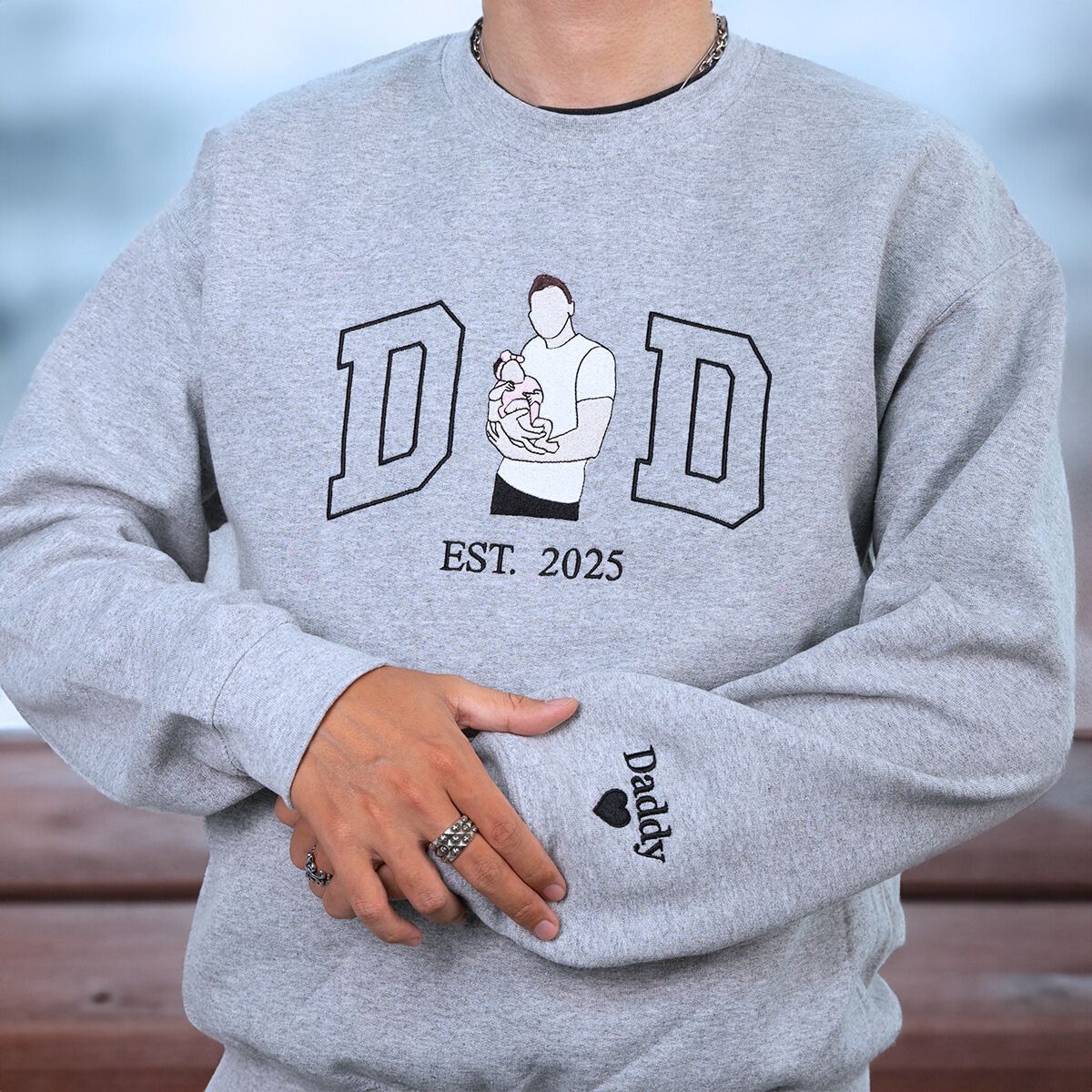 Personalized Embroidered Gifts for New Mom and New Dad, Photo Sweatshirt or Hoodie