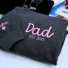 Personalized Fathers Day Hoodies or Sweatshirt with Embroidered Est 2023 2024 Any Year