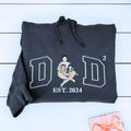 Custom Dad of Two Portrait Shirt or Sweatshirt, Personalized Embroidered Gift for Dad with Two Kids Father's Day