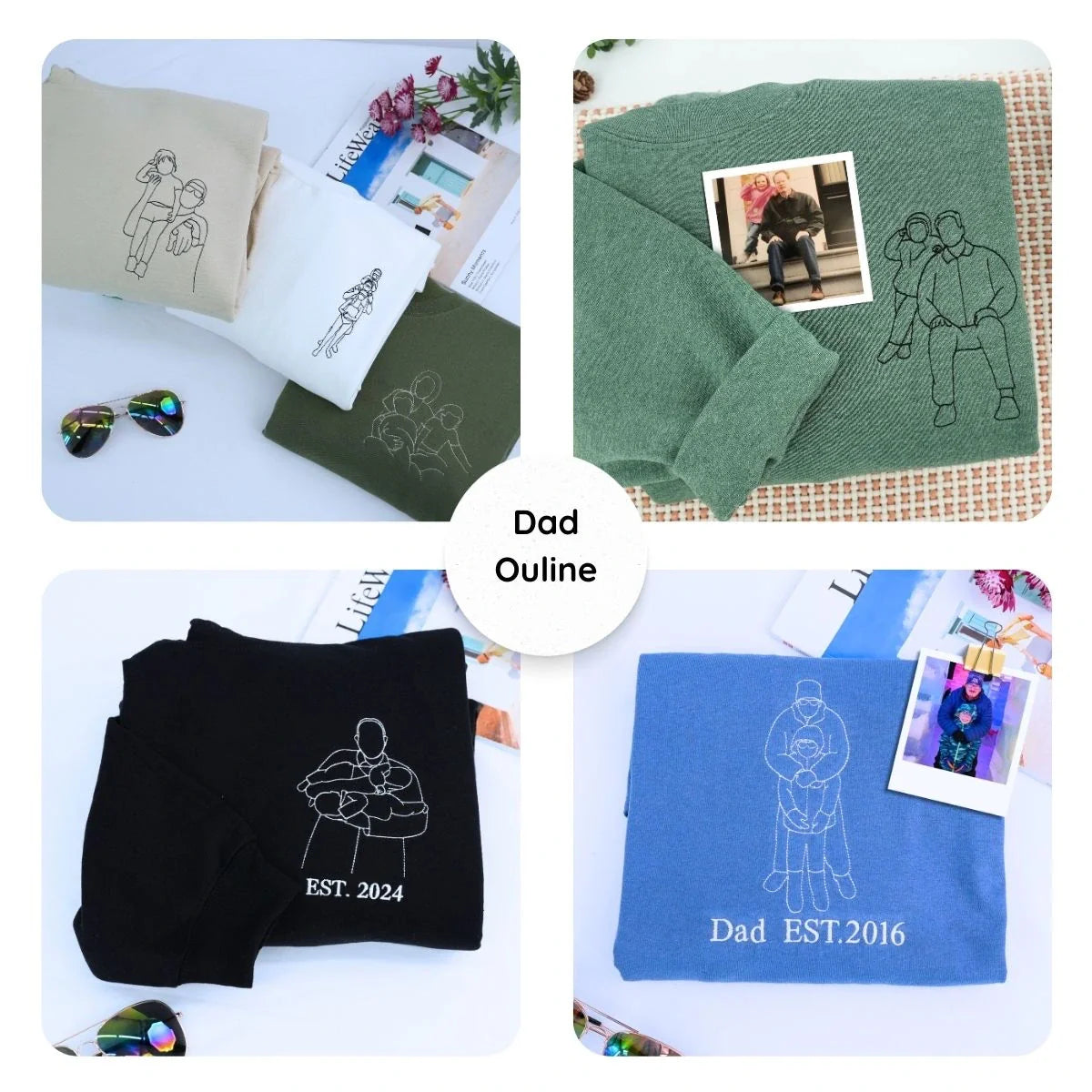 Custom Best Dad Ever Potrait Sweatshirt Or Hoodie, Personalized Embroidered Father's Day Gift for Dad
