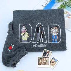 Custom Dad Life Photo Shirt, Personalized Embroidered Gift for Father’s Day Birthday, New Dad Sweatshirt or Hoodie