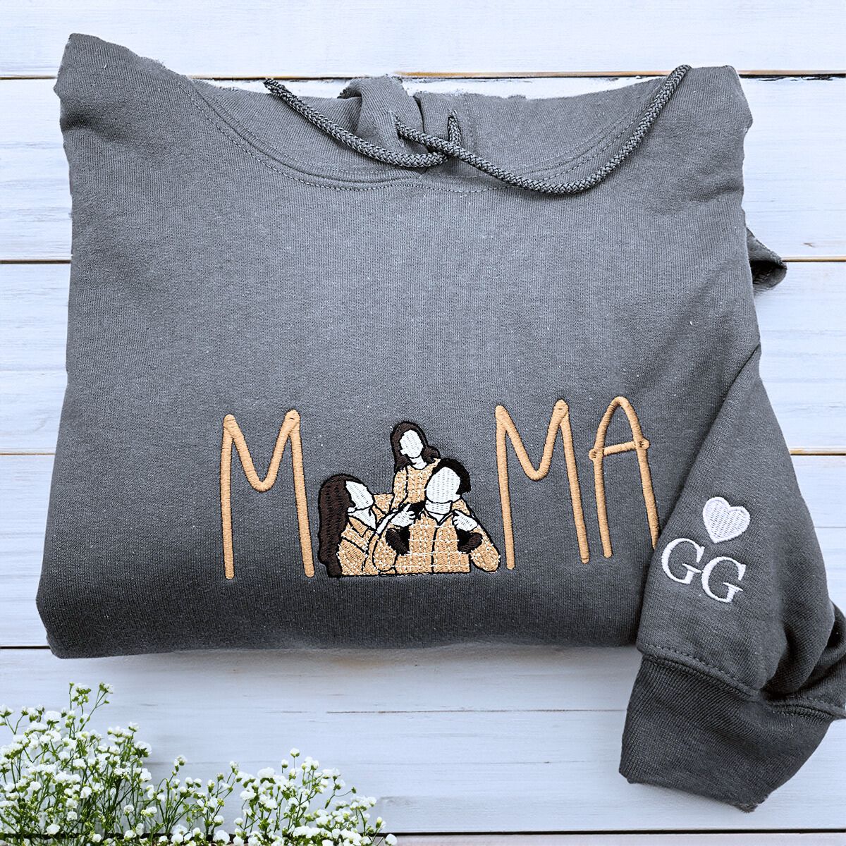 Mom Portrait Sweatshirt or Hoodie from Embroidered Photo, Meaningful Gifts for Mother's Day