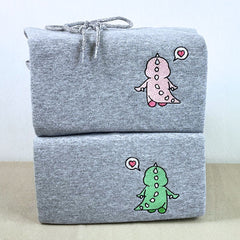 Dino Sweatshirt or Hoodie, Custom Custom Embroidered Gift for Dino Lover Couple
