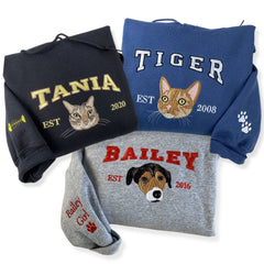TOOOAI® Custom Embroidered Pet Hoodie - Pet Photo + Name