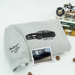Father’s Day Custom Car Photo Embroidered Hoodie or Sweatshirt – Personalized Gift for Dad and Grandpa