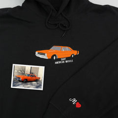 Father’s Day Custom Car Photo Embroidered Hoodie or Sweatshirt – Personalized Gift for Dad and Grandpa