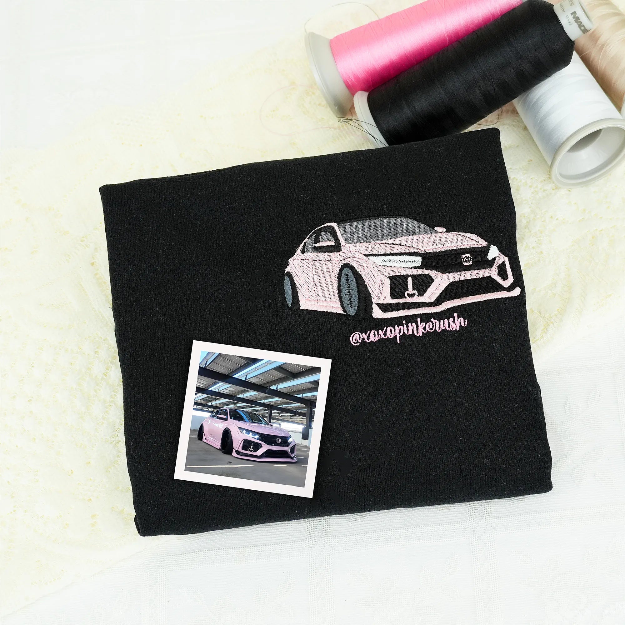 Father’s Day Custom Car Photo Embroidered Hoodie or Sweatshirt – Personalized Gift for Dad and Grandpa