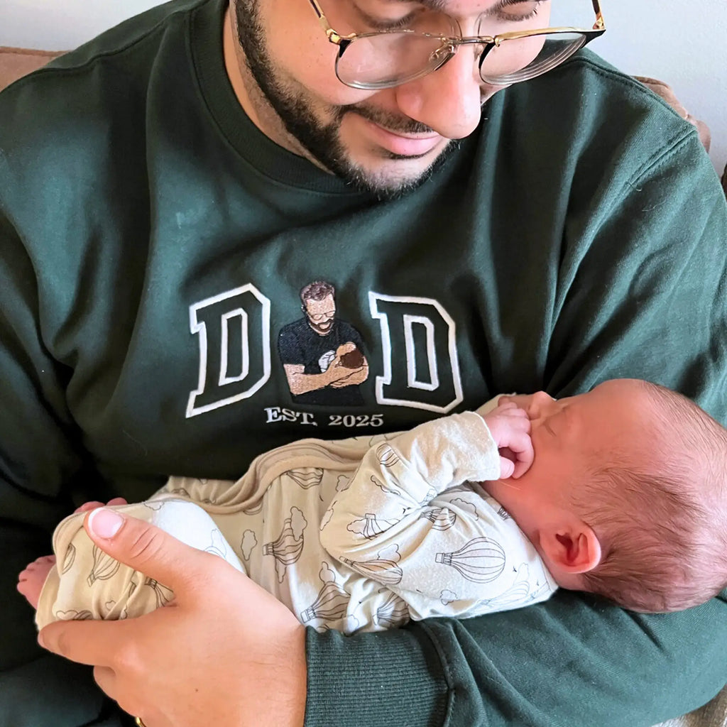 Father¡¯s Day Custom Photo & Nickname Embroidered Hoodie or Sweatshirt ¨C Personalized Gift for Parents and Grandparents