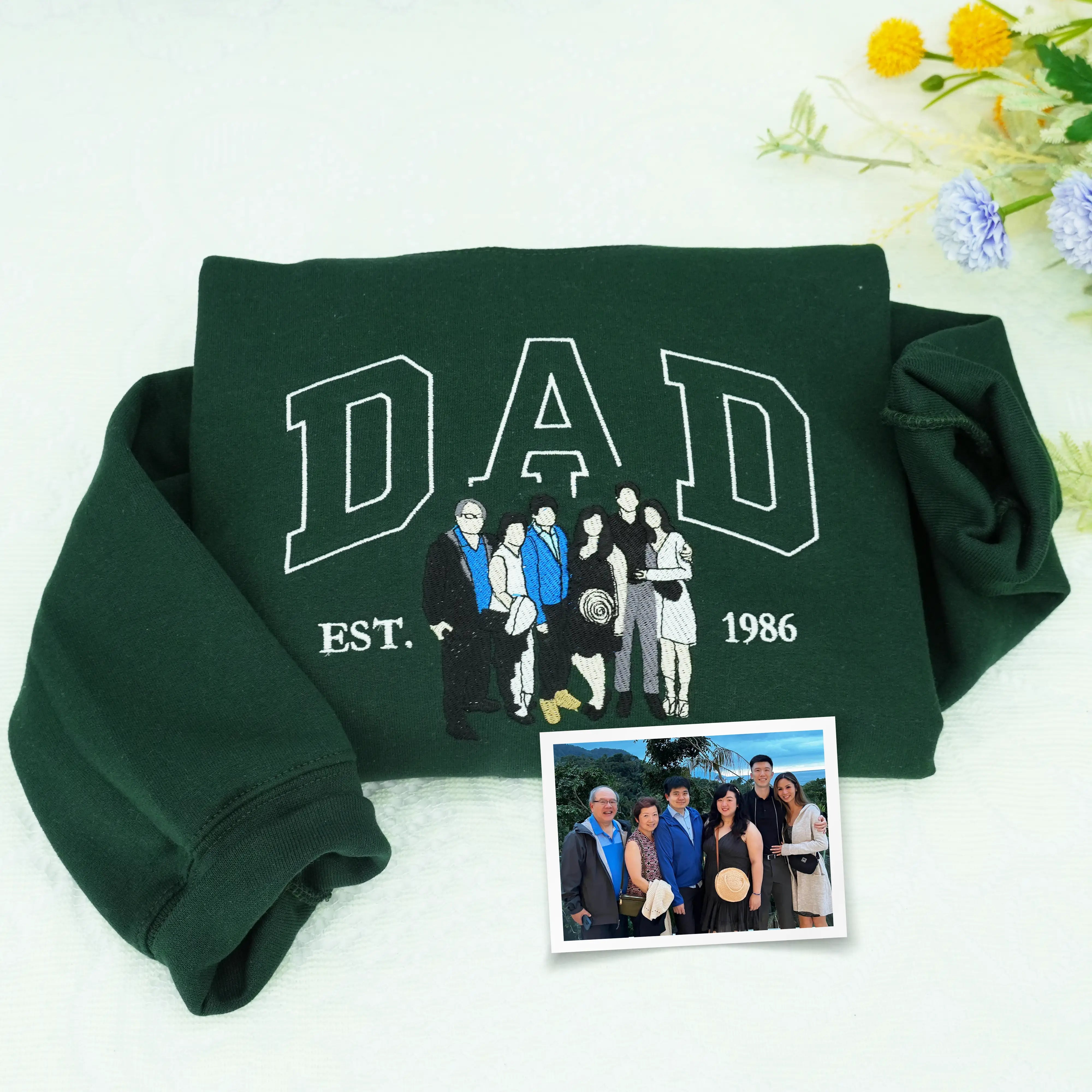 Father¡¯s Day Custom Photo & Nickname Embroidered Hoodie or Sweatshirt ¨C Personalized Gift for Parents and Grandparents